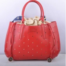 Fendi B Fab Red Leather Perforated Bag Large Top-handle Bag