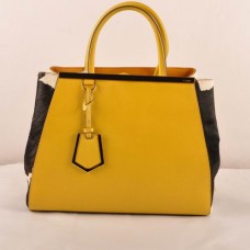 Fendi 2jours Yellow Cross Veins With Black/White Horsehair Leather Medium Bag