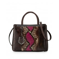Fendi 2Jours Petite Python Tote Bag Coal Gray/Magenta