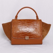 Celine Brown Croco Pattern Leather Bag