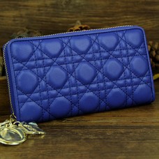 Lady Dior Escapade Wallet Sheepskin Leahter D0082 Blue
