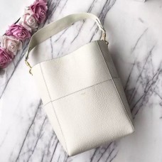 Celine Sangle Seau Bag In White Grained Leather Celine Sangle Seau Bag In White Grained Leather