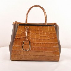 Fendi 2jours Coffee Crocodile Veins Leather With Dark Coffee Ferrari Leather Medium Bag Fendi 2jours Coffee Crocodile Veins Leather With Dark Coffee Ferrari Leather Medium Bag
