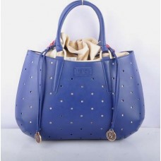 Fendi B Fab Blue Leather Perforated Bag Large Top-handle Bag