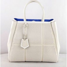 Fendi 2Jours White Saffiiano Leather Clinch Bolt Bag