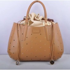 Fendi B Fab Apricot Leather Perforated Bag Large Top-handle Bag