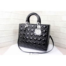 Replica Dior Lady Default Patent Leather Black Handbag