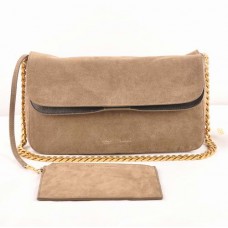 Celine Gourmette Suede Leather Shoulder Bag Khaki 3078