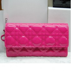 Dior CD086 Wallet Rose In Patent Leahter