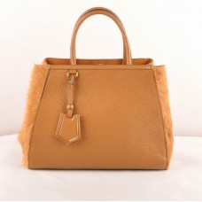 Fendi 2jours Earth Yellow Calfskin Leather/Horsehair Leather Medium Bag
