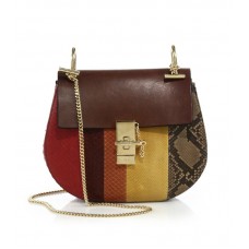 Chloe Drew Small Striped Leather  &  Python Shoulder Bag