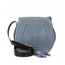 Chloe Marcie Medium Perforated Shoulder Bag Blue Chloe Marcie Medium Perforated Shoulder Bag Blue