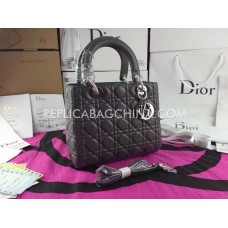 Replica Dior Lady Handbag Leather Grey