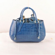 Fendi B Fab Blue Crocodile Veins Leather Medium Top-handle Bag