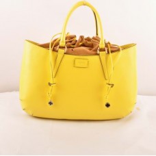 Fendi B Fab Lemon Yellow Ferrari Leather Large Top-handle Bag