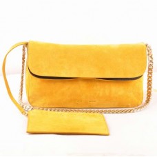 Celine Gourmette Suede Leather Shoulder Bag Yellow 3078 Celine Gourmette Suede Leather Shoulder Bag Yellow 3078