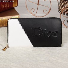 Christian Dior Multicolor Black/White Zipper Wallet 118