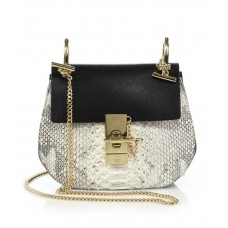 Chloe Drew Small Leather  &  Python Shoulder Bag Natural