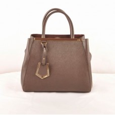 Fendi 2jours Dark Coffee Cross Veins Leather Small Bag Fendi 2jours Dark Coffee Cross Veins Leather Small Bag