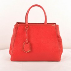 Fendi 2jours Red Calfskin Leather/Horsehair Leather Medium Bag