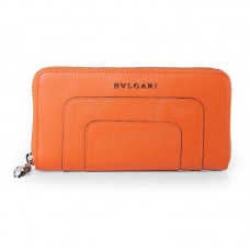 Bvlgari Serpenti Original Leather Zipped Wallet Orange 201301