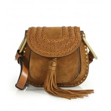 Chloe Hudson Tasseled Suede Crossbody Bag Caramel