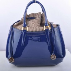 Fendi B Fab Sapphire Blue Patent Leather Large Top-handle Bag