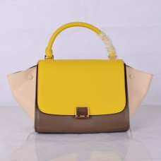 Celine Medium Trapeze Yellow Khaki Beige Bag Celine Medium Trapeze Yellow Khaki Beige Bag