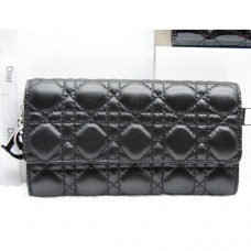 Dior Wallet CD086 Black In Sheepskin Leahter