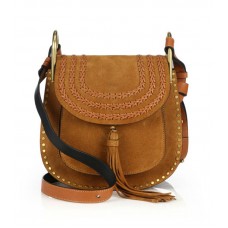 Chloe Hudson Small Studded  &  Braided Suede Shoulder Bag