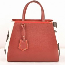 Fendi 2jours Red Cross Veins With Black/White Horsehair Leather Medium Bag