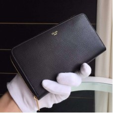 Celine Zipped Multifunction Wallet In Black Goatskin