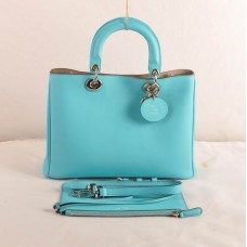 Dior Diorissimo Medium Bag Light Blue Original Leather (Golden Hardware) 603
