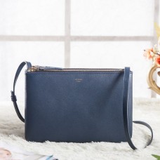 Celine Small Trio Crossbody Bag In Royalblue Calfskin