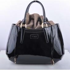 Fendi B Fab Black Patent Leather Large Top-handle Bag