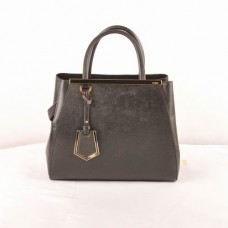 Fendi 2jours Black Cross Veins Leather Small Bag