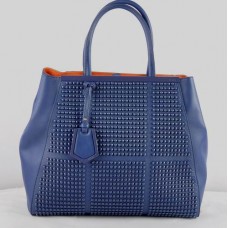 Fendi 2Jours Blue Saffiiano Leather Clinch Bolt Bag Fendi 2Jours Blue Saffiiano Leather Clinch Bolt Bag