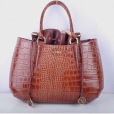 Fendi B Fab Coffee Crocodile Veins Leather Large Top-handle Bag