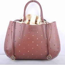 Fendi B Fab Coffee Leather Perforated Bag Large Top-handle Bag