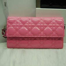Dior CD086 Wallet Pink In Patent Leahter