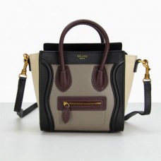 Celine Small Luggage Tote Grey Black White Wine