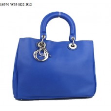 Dior Diorissimo Medium Bag Sapphire Blue Nappa Leather (Silvery Hardware) 18370 Dior Diorissimo Medium Bag Sapphire Blue Nappa Leather (Silvery Hardware) 18370