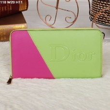 Christian Dior Multicolor Lime/Peach Zipper Wallet 118