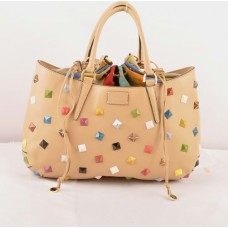 Fendi B Fab Studded Apricot Ferrari Leather With Multicolor Jeweled Large Top-handle Bag