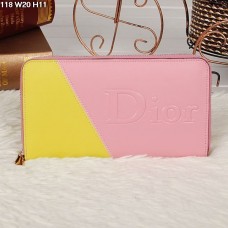 Christian Dior Multicolor Pink/Yellow Zipper Wallet 118