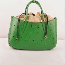 Fendi B Fab Green Ferrari Leather Perforated Bag Large Top-handle Bag