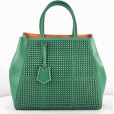 Fendi 2Jours Green Saffiiano Leather Clinch Bolt Bag