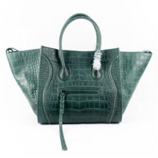 Celine Dark Green Boston Croco Leather Bags Celine Dark Green Boston Croco Leather Bags