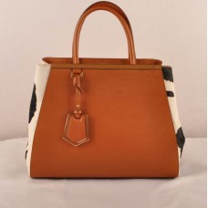 Fendi 2jours Earth Yellow Cross Veins With Black/White Yellow Horsehair Leather Medium Bag
