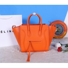 Celine Boston Orange Square Calfskin Bags